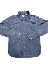 Wrangler Long Sleeve Button Up Denim Shirt Blue Mens Size Large