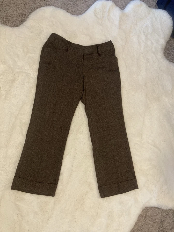 Pantalón Studio 1940 marrón oscuro espiga pierna ancha para mujer 14’s Foto 3 de 4