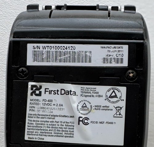 First Data FD400 TI Credit Card Reader POS Receipt Terminal 5 Thermal Paper Roll - Picture 11 of 16