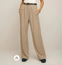 Reformation Mason Khaki Wide Leg Trouser Classic Business Pants Size 6