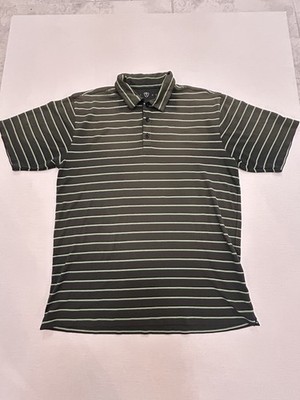 Nike Golf Polo Shirt Mens Large Black Green Sphere Fit Dry Striped Stretch