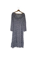 Tu Maternity Midi Dress Size 16 Grey 100% Viscose Floral Print Long Sleeve