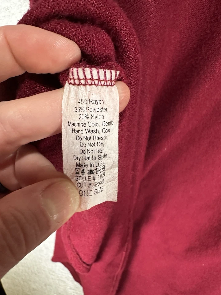 Jenny Boston Poncho Capa Mujer Talla Única Granate Poliéster Mezcla Algodón Suéter Foto 4 de 4