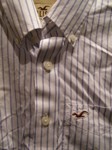 Hollister S Mens LS Plaid & Pinstripe Cotton Button down Shirt NEW $49 tag - Picture 4 of 4