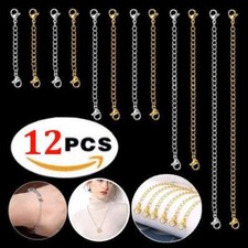 12 Pcs Extender Safety Chain Extender Necklace Bracelet Lobster Lock 2" 3" 4" 6"