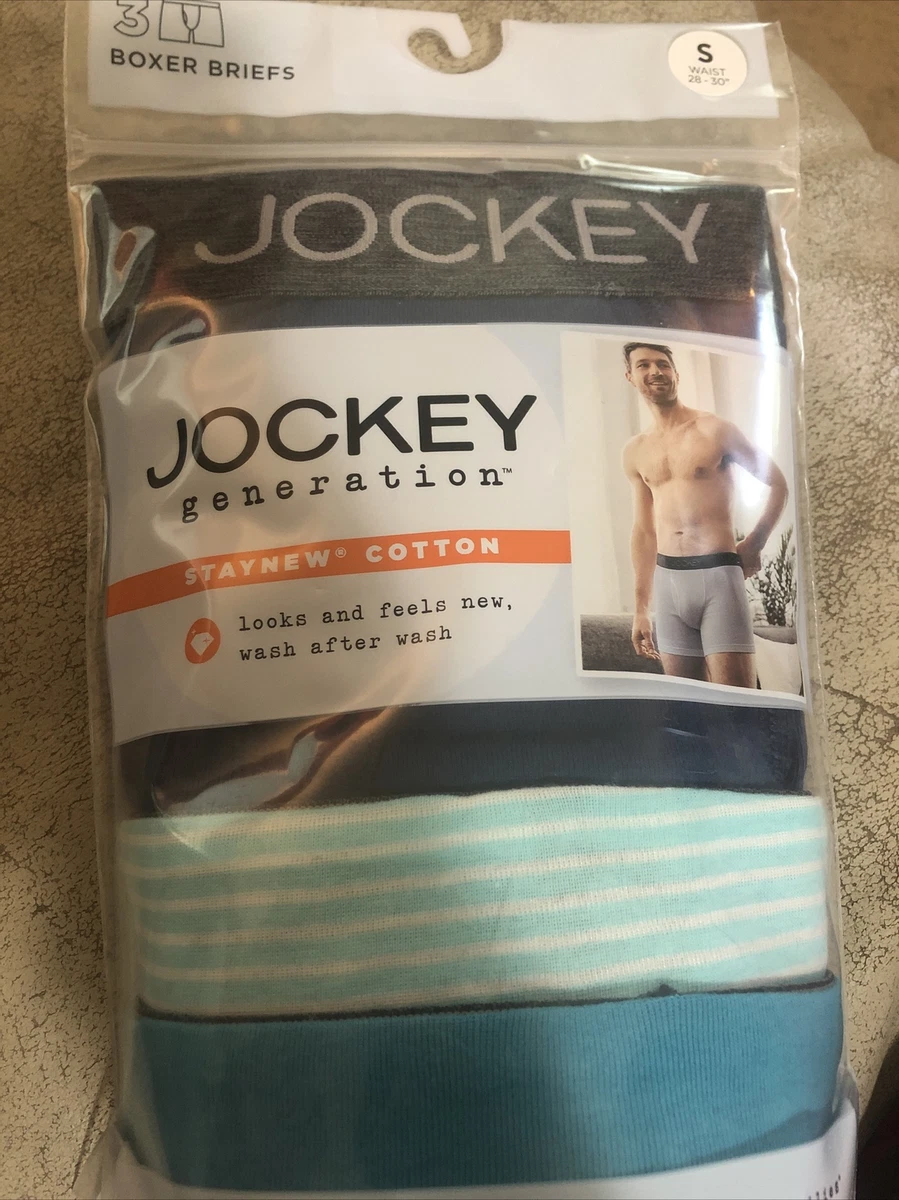 Jockey Generations 3 Pair Men's Boxer Briefs Staynew Cotton Blend Small  28-30