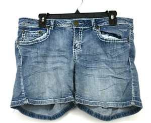 Request Jeans Juniors Thick Stitch Medium Denim Cotton Stretch Shorts 13/32  | eBay