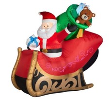 Gemmy Lightshow Airblown Inflatable Mixed Media Sewn in Micro LED Santa's Sleigh