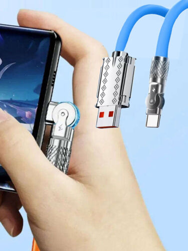 USB to Type C Charging Cable Lead Heavy Duty 120W 6A Super Fast 180° Rotation - Picture 9 of 13