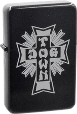 Dogtown Skateboards Cross Logo Black / White Flip Top Metal Lighter