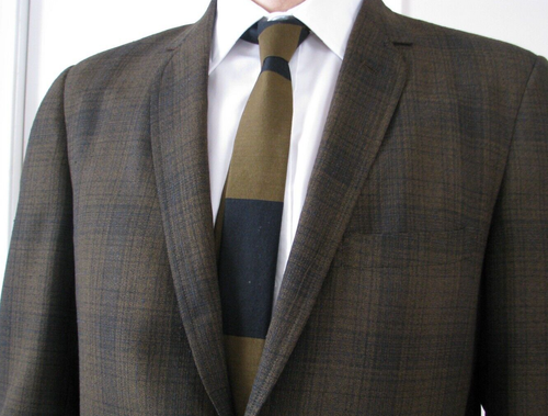 Men's Vintage 1950s-60s Narrow Tie Wool/Silk Blend SQUARE END! Mid Century