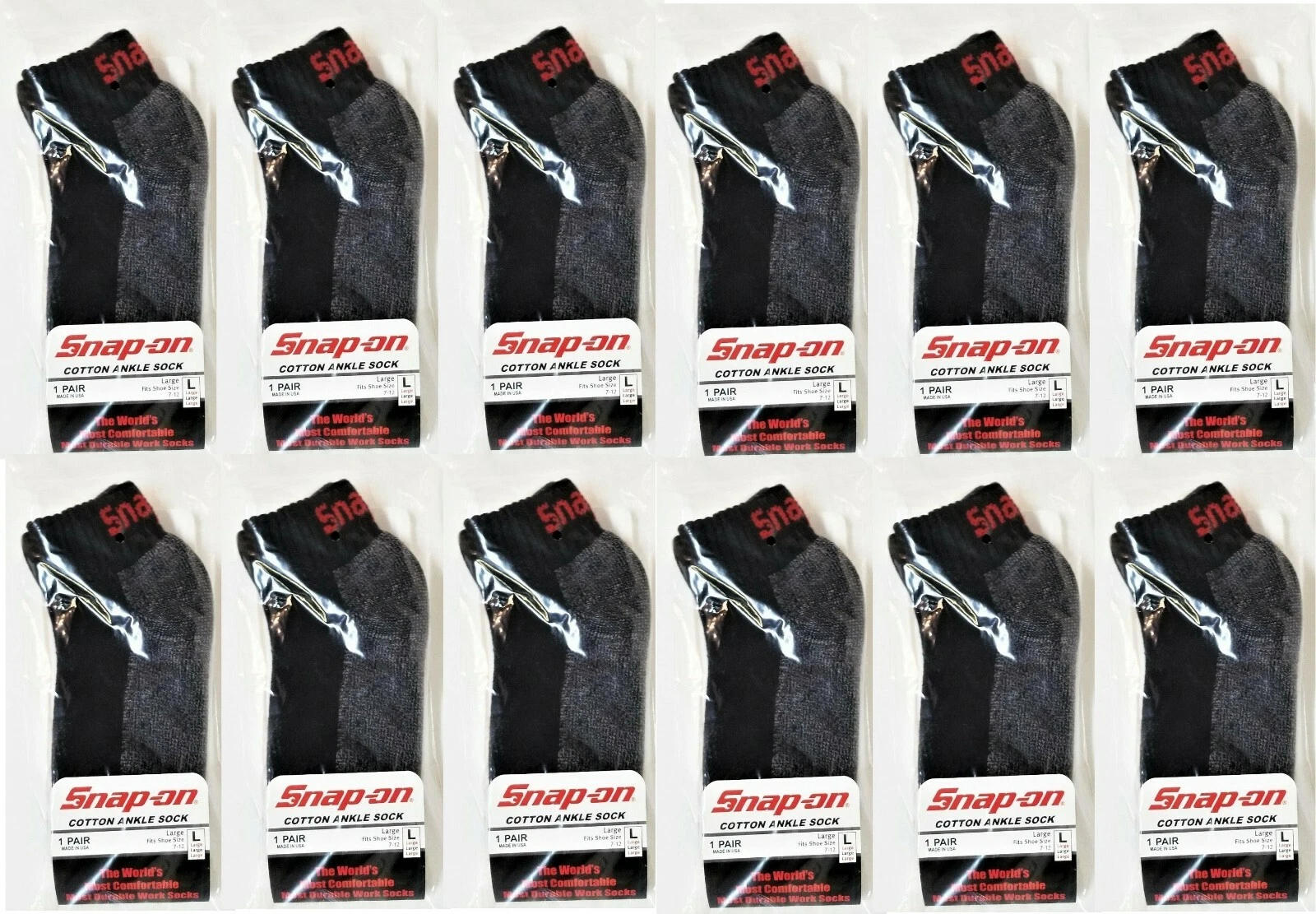 12 PAIRS Men's BLACK Snap-On Ankle Socks LARGE *FREE SHIPPING* MADE IN USA *NEW*
Opens in a new wind