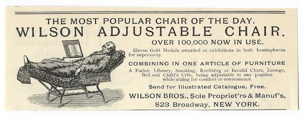 Antique 1800 s Furniture Wilson Adjustable Chair Most Popular 1888 Art AD