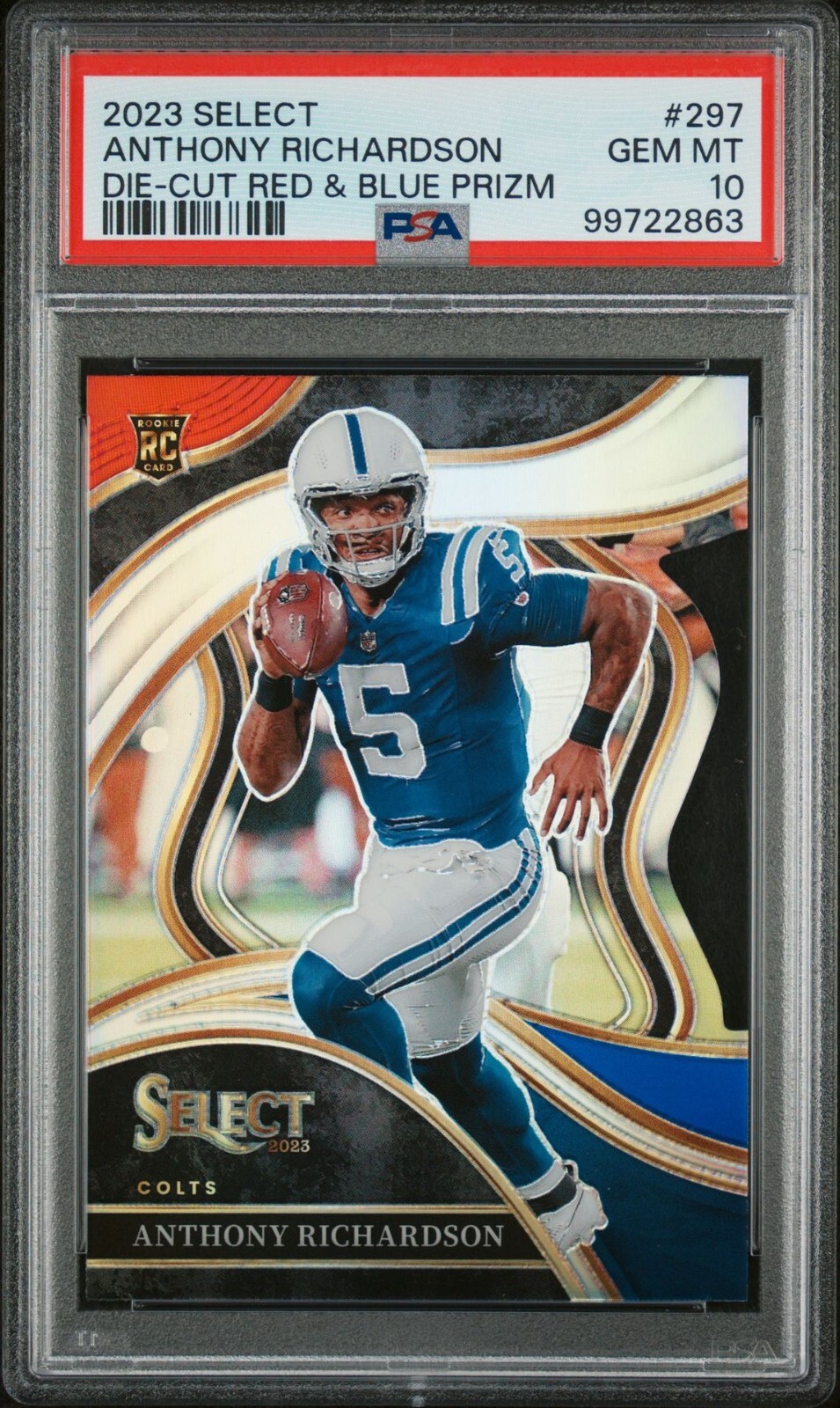 2023 Panini Select 297 Anthony Richardson Die-Cut Red & Blue Rookie PSA 10