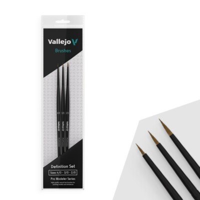 Vallejo B01990 DEFINITION SET NATURAL HAIR 4/0 3/0 2/0 PRO MODEL New