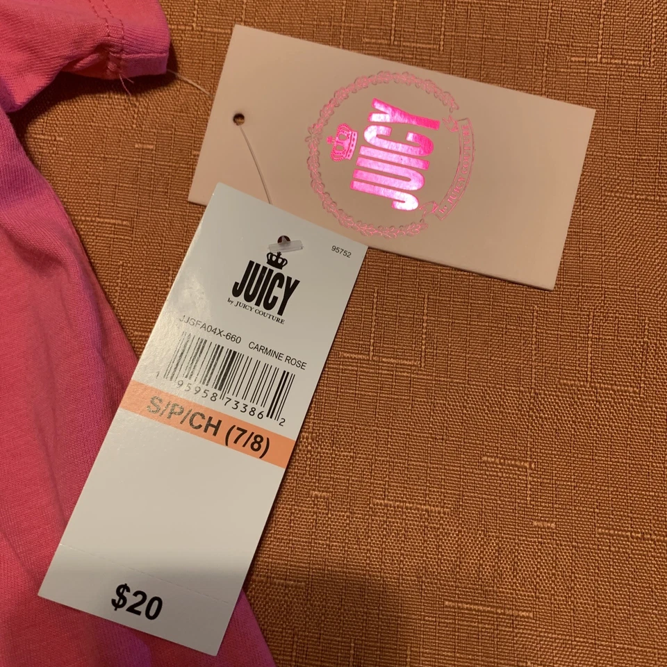 Juicy by Juicy Couture 100 Cotton Pink Shirt Girls Small 7/8 New You NEED This - Image 4 of 4