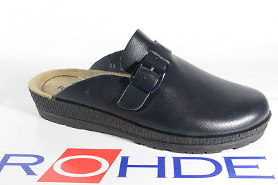 Rohde Beck Damen Clogs Pantoffel Hausschuhe Sabot Leder blau 143856