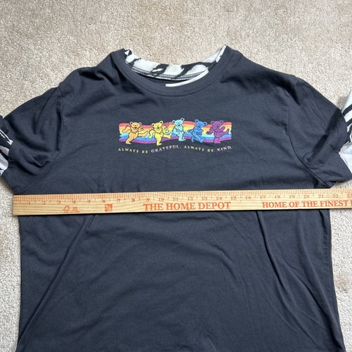 Grateful Dead T-Shirt Women's 2X LS Dancing Bears Be Kind Zebra Tie Dye Cropped - Picture 4 of 6