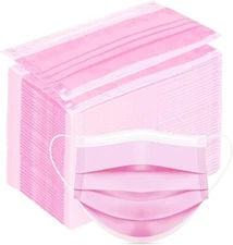 50/100 Pcs Pink Disposable Face Cover 3-Ply Filter Breathable Earloop Masks
