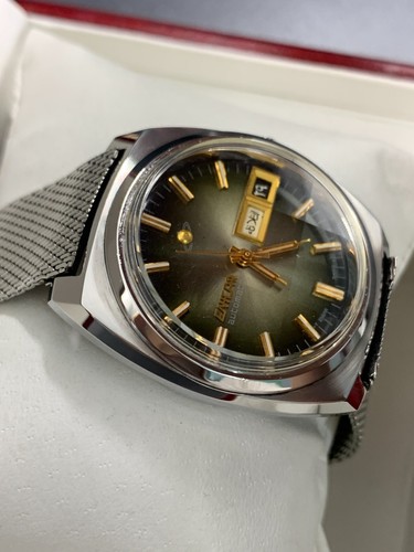 1970's Vintage Enicar Ocean Pearl Automatic Watch Green Dial Day Date Mens 35mm - Picture 6 of 24