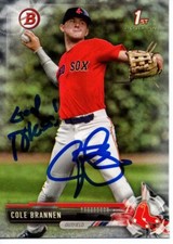 Cole Brannen Boston Red Sox 2017 Bowman Draft Rookie Signed Card