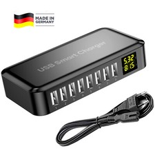 8-fach USB Ladestation 8A Mehrfach-Ladegerät...