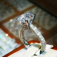 2 CT Round Cut Lab-Created Diamond Engagement Ring 14K White Gold Plated