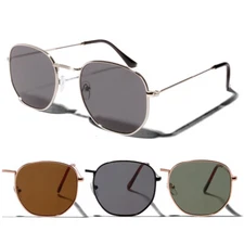 ShadyVEU Flat Lens Hexagonal Geometric Metal Wire Frame 80's 90's Sunglasses