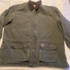 Carhartt Coat Mens 3XL Green Full Zip Flannel Lined