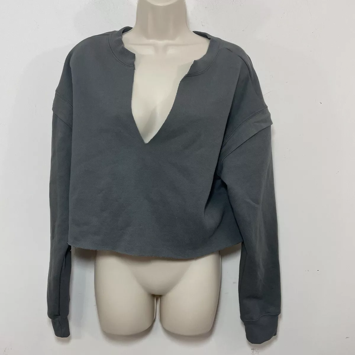 Distressed cropped best sale sweatshirt