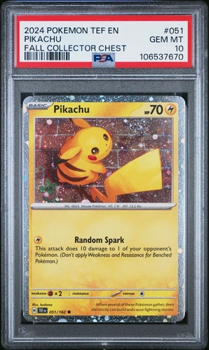 2024 Pokemon Pikachu 051/162 Temporal Forces Cosmos Holo GEM PSA 10 Large Swirl
