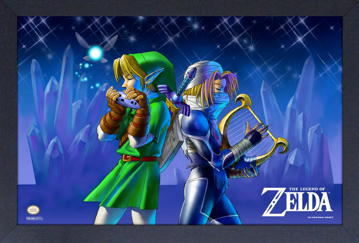 LEZEND OF ZELDA - LINK & SHEIK-INSTRUMENTS 12x18 FRAMED GELCOAT