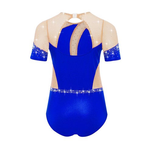 Kinder Mädchen Tanzkleidung Sportliche Bodysuit Rhythmisch Leotard Sheer Mesh - Bild 20 von 75
