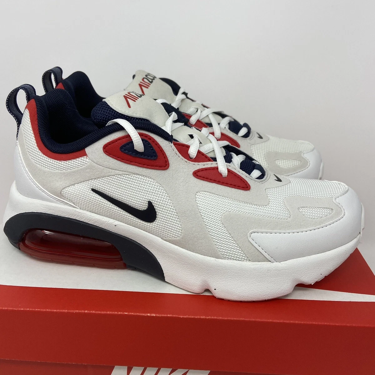 principal jurar bordado Nike Air Max 200 GS Size 6.5y Red White Blue USA Running Shoes New AT5627  105 | eBay