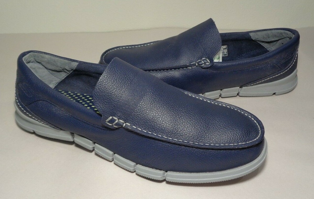 Skechers Size 13 ON THE GO BIONIC MOC New Men\'s Shoes Skechers Size 13 ON THE GO BIONIC MOC Blue Leather Loafers  main image 3