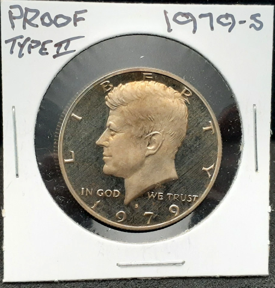 1979-S TYPE II PROOF KENNEDY HALF DOLLAR - IN CARDBOARD FLIP - LC55 - Image 2 of 3