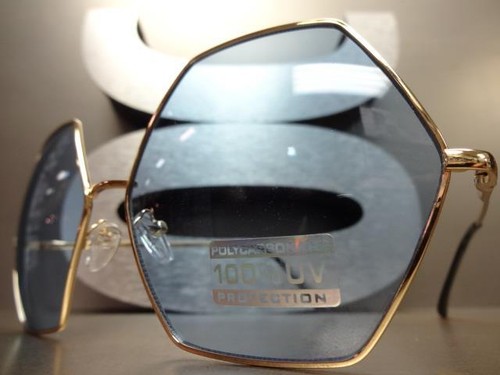 CLASSIC VINTAGE RETRO Style SUN GLASSES Unique Gold Hexagon Frame 5 Lens Colors - Picture 14 of 17