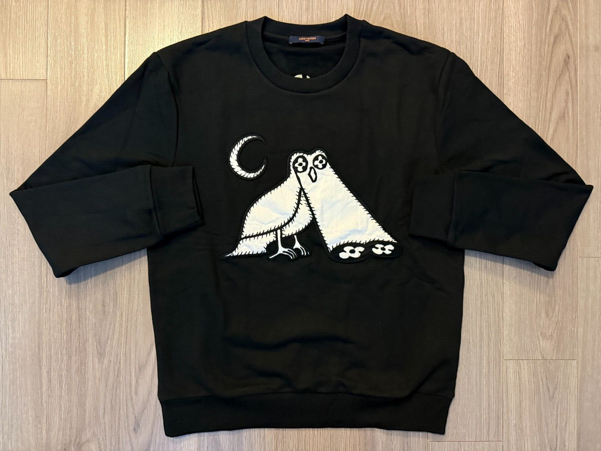 Louis Vuitton Comics Owl Patch Crewneck sweatshirt black sz M | eBay
