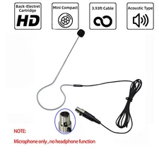Single Earhook Microphone For AKG Wireless Belt Transmitte XLR 3pin mini Black
