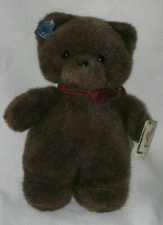Applause Taffy Teddy Bear Plush Vintage 1985 Brown Toy 11" Plaid Bow #3916