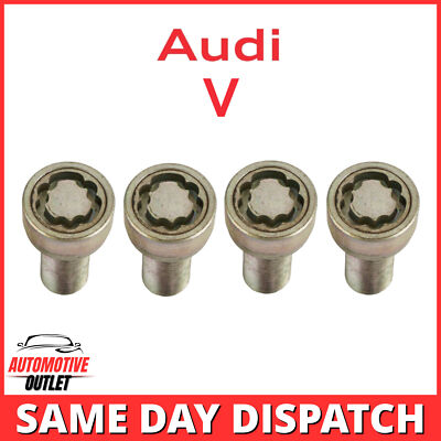 4X WHEEL ANTI-THEFT SCREW LUG NUT LOCKING BOLT CODE V FOR AUDI, VW, SKODA, MERC