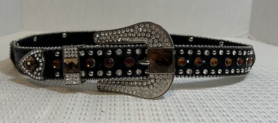 West Star Western Leather Belt Embellished Rhinestone Womens  display picture 3