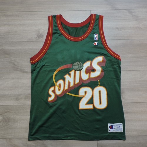 Vintage 90s Champion Gary Payton Seattle SuperSonics Sonics Jersey Sz Large 44
