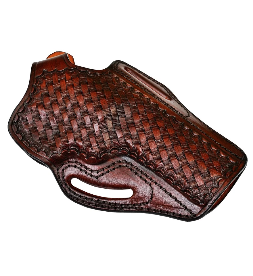 Leather Belt Holster For Charter Arms Bulldog 44 Special, Basket Weave - Image 4 of 4