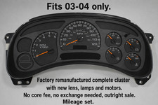 2003-2004 Only Rebuilt Chevy Silverado Complete Cluster No Core Outright Sale 2003-2004 Only Rebuilt Chevy Silverado Complete Cluster No Core Outright Sale