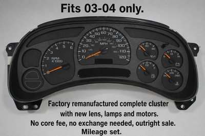 2003-2004 ONLY REBUILT CHEVY SILVERADO COMPLETE CLUSTER NO CORE OUTRIGHT SALE