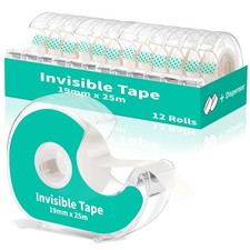 Invisible Clear Tape Bulk with Dispenser,12 Pack Transparent Tapes Frosted Wr...