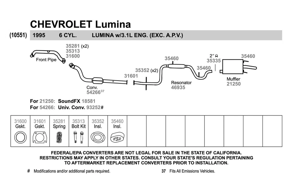 For Chevy Monte Carlo 95-99 Exhaust Muffler SoundFX Aluminized Steel Oval Direct Foto 4 de 4