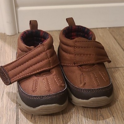 Carter's Brown Bootie Hook & Loop Straps Lined Baby Shoes US 3.5M bundle