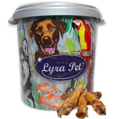 LYRA PET GMBH 100 Stück Rinderohren ca. 5 kg Kauartikel Hundefutter Lyra Pet® + 30 L Tonne